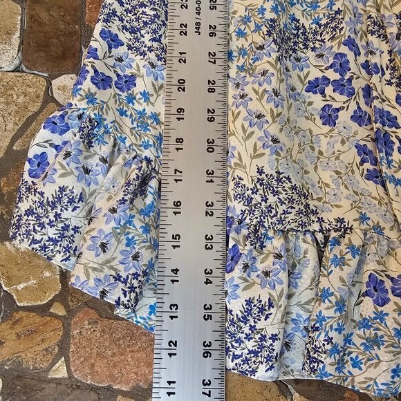 100% Silk Rebecca Taylor Blue & White Floral Dress With Ruffled Size 8 - Picture 10 of 10